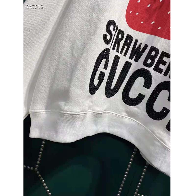 Gucci GG Men Strawberry Gucci Cotton Sweatshirt Fixed Hood Oversize Fit
