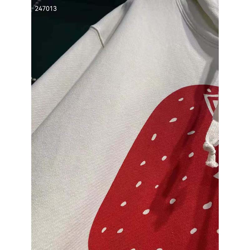 Gucci GG Men Strawberry Gucci Cotton Sweatshirt Fixed Hood Oversize Fit