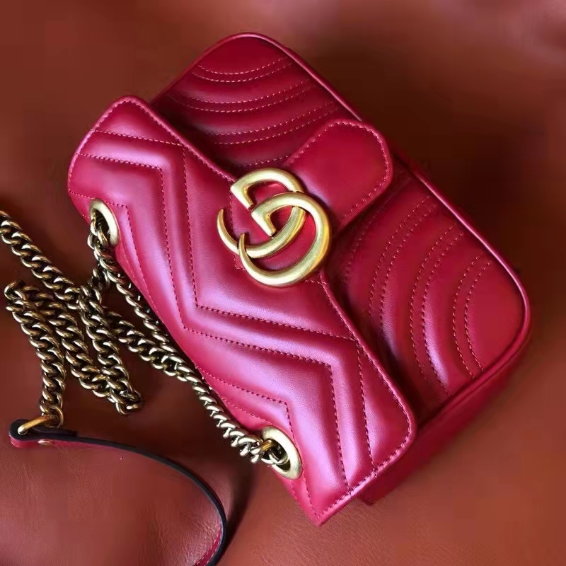 Gucci GG Women GG Marmont Matelassé Mini Bag Red Double G