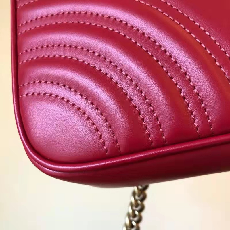 Gucci GG Women GG Marmont Matelassé Mini Bag Red Double G