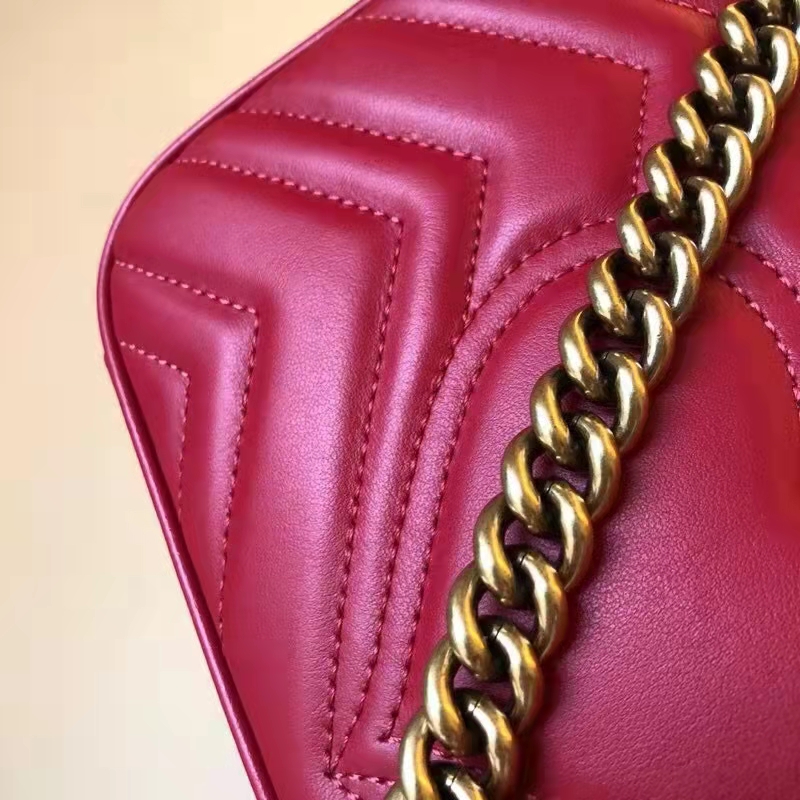 Gucci GG Women GG Marmont Matelassé Mini Bag Red Double G