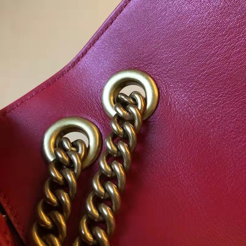 Gucci GG Women GG Marmont Small Matelassé Shoulder Bag Red Double G