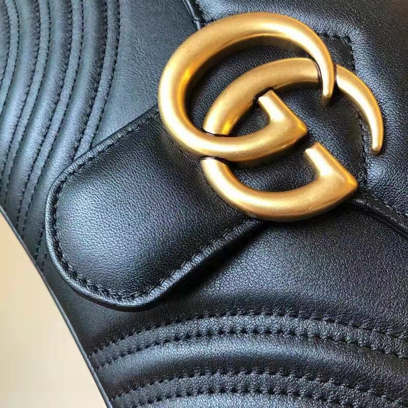Gucci GG Women GG Marmont Small Top Handle Bag Black Double G