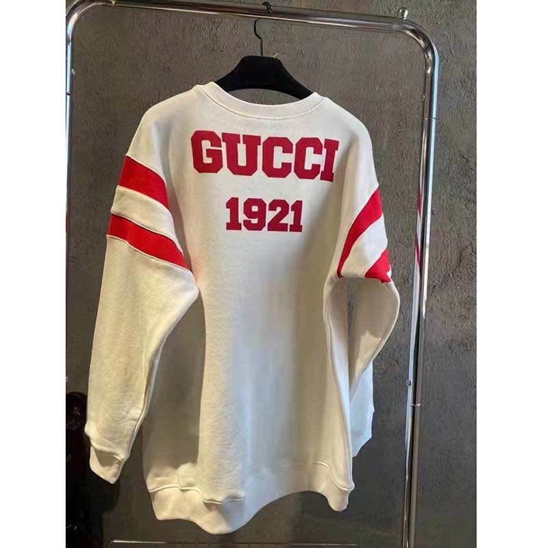 Gucci GG Women Gucci 100 Cotton Sweatshirt Off-White Heavy Felted Jersey