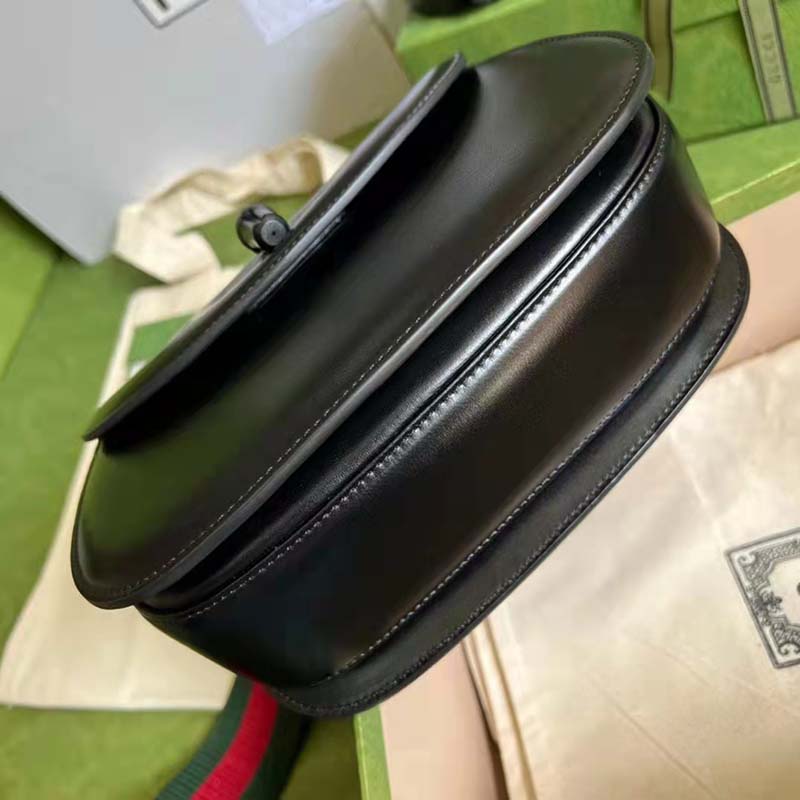 Gucci GG Women Small Top Handle Bag with Bamboo Black Leather