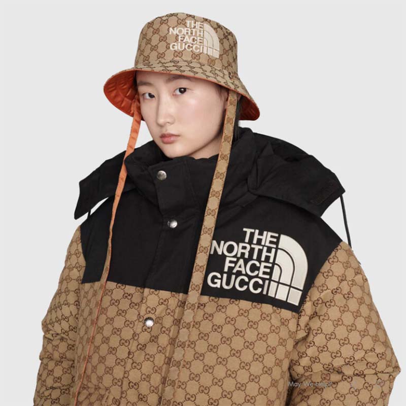 Gucci Men The North Face x Gucci Padded Jacket Beige Ebony GG Canvas
