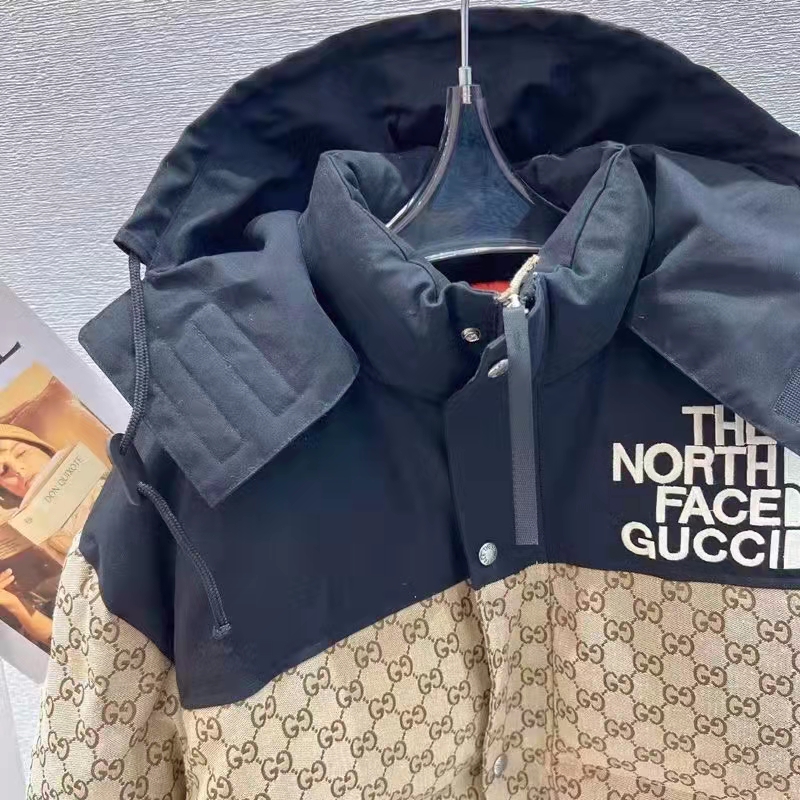 Gucci Men The North Face x Gucci Padded Jacket Beige Ebony GG Canvas
