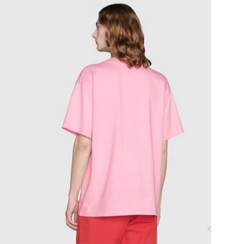 Gucci Men The North Face x Gucci T-Shirt Pink Cotton Jersey Oversize Fit Crewneck