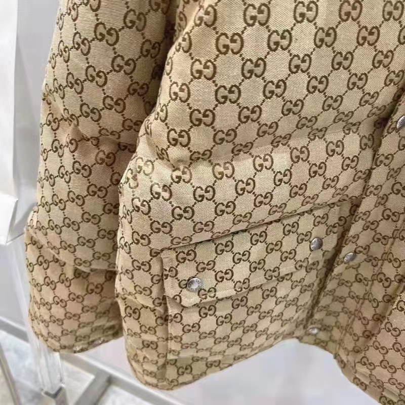 Gucci Men The North Face x Gucci Padded Jacket Beige Ebony GG Canvas