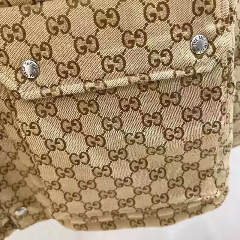 Gucci Men The North Face x Gucci Padded Jacket Beige Ebony GG Canvas