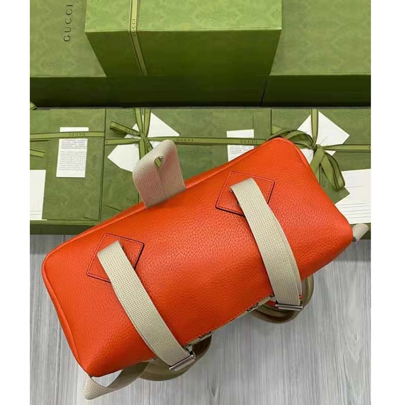 Gucci Unisex The North Face x Gucci Backpack Beige Original GG Canvas Orange Leather
