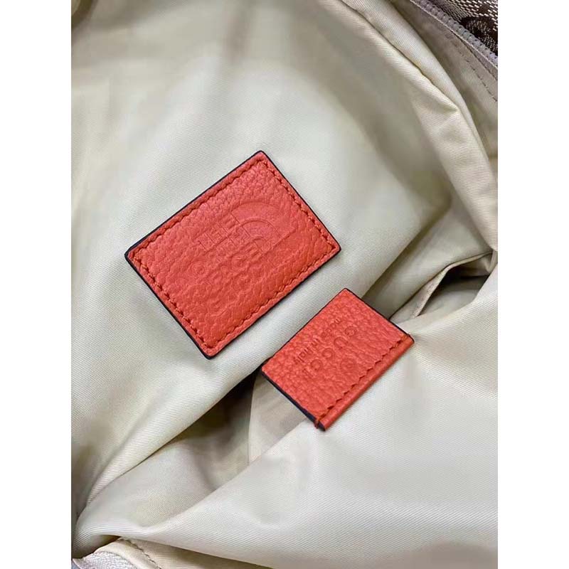 Gucci Unisex The North Face x Gucci Backpack Beige Original GG Canvas Orange Leather