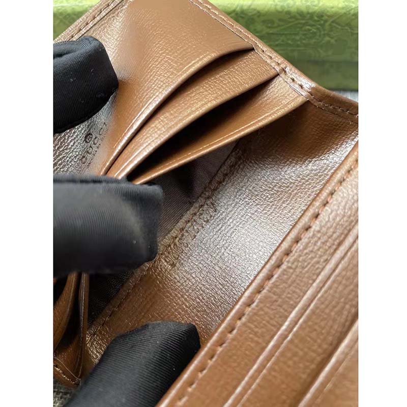 Gucci Men Horsebit 1955 Card Case Wallet Beige Ebony GG Supreme Canvas