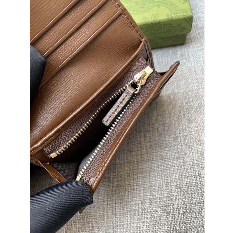 Gucci Men Horsebit 1955 Card Case Wallet Beige Ebony GG Supreme Canvas