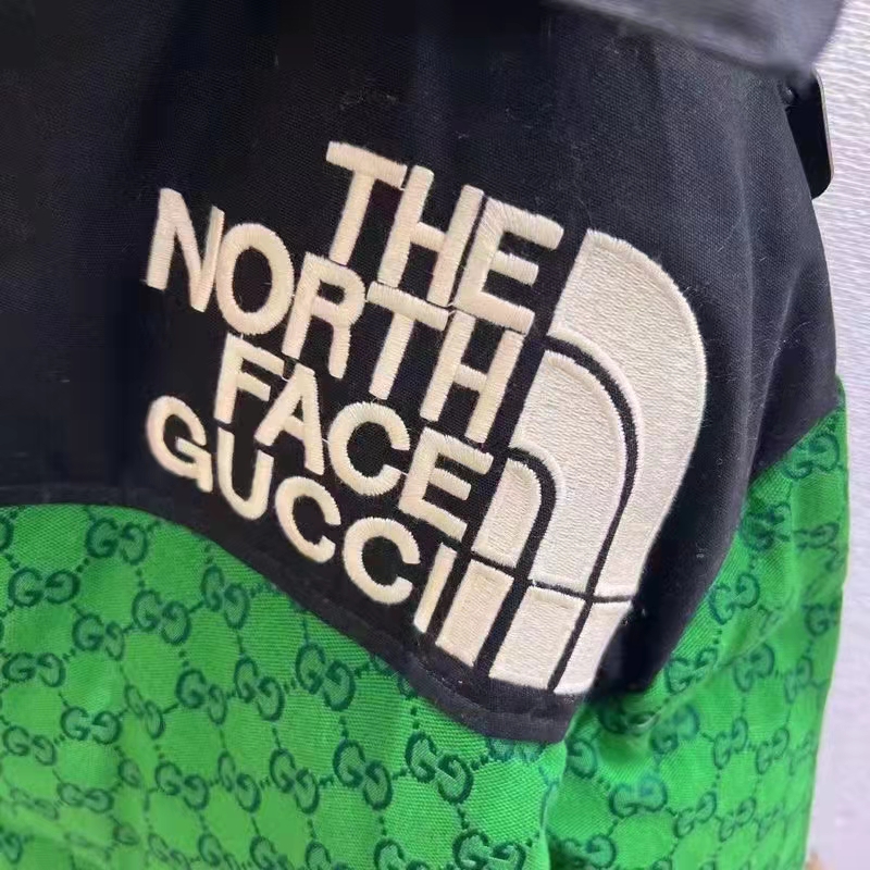 Gucci Men The North Face x Gucci Padded Jacket Green Ebony GG Canvas