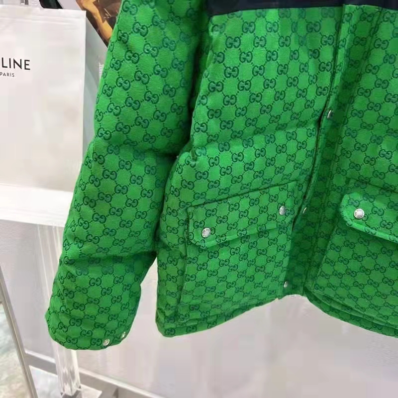 Gucci Men The North Face x Gucci Padded Jacket Green Ebony GG Canvas