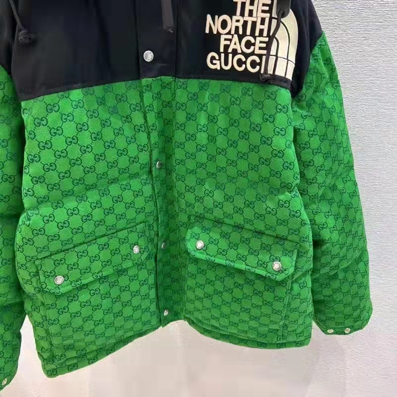 Gucci Men The North Face x Gucci Padded Jacket Green Ebony GG Canvas