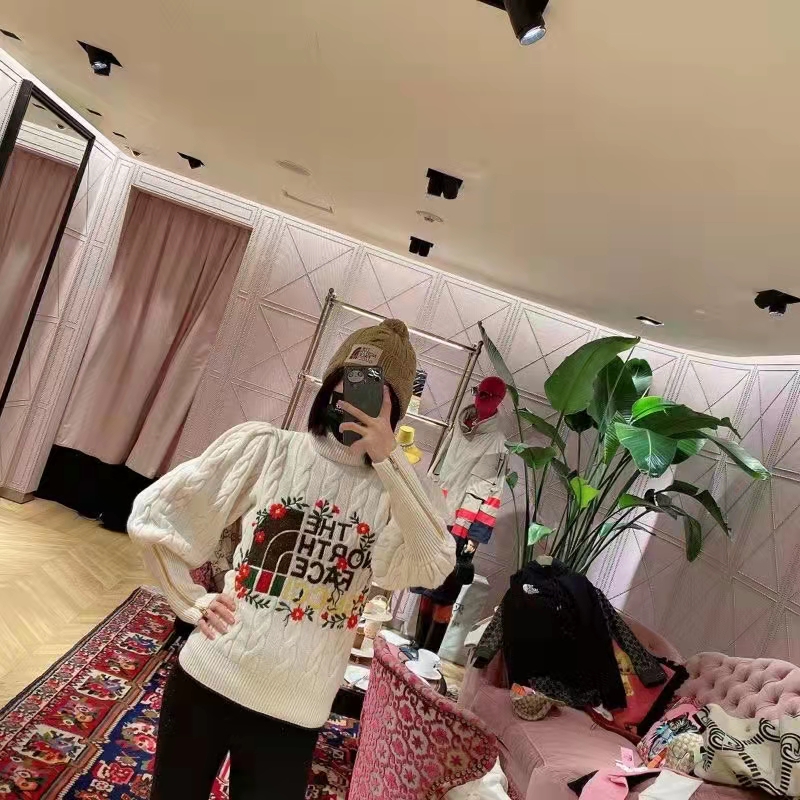 Gucci Women The North Face x Gucci Sweater Ivory Soft Wool