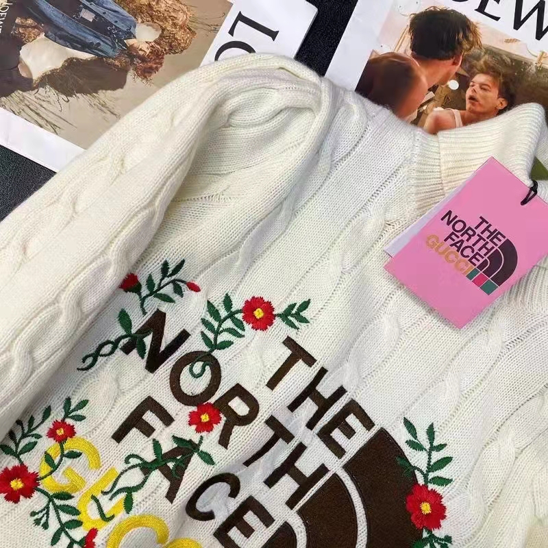Gucci Women The North Face x Gucci Sweater Ivory Soft Wool