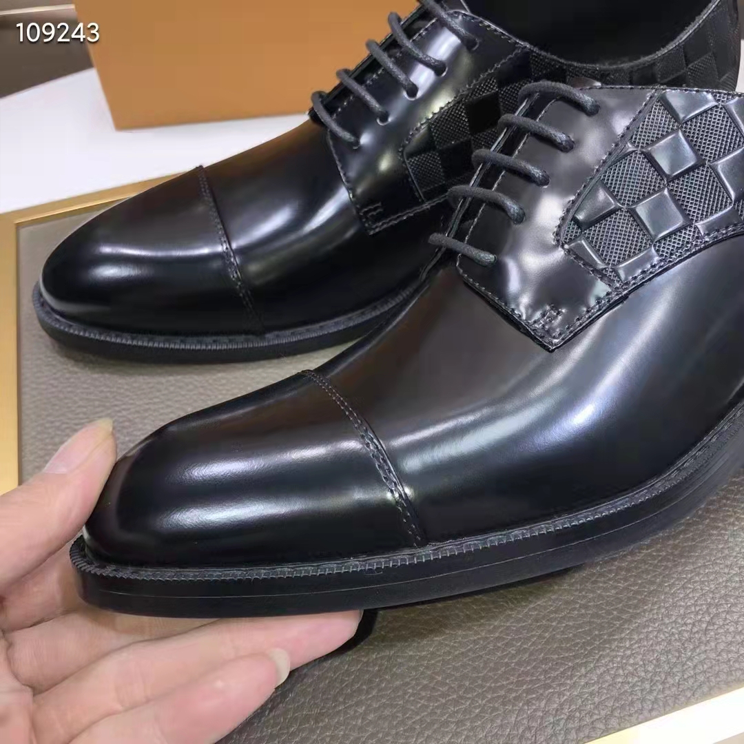 Louis Vuitton LV Men Minister Derby Damier Gglazed Calf Leather Graphite