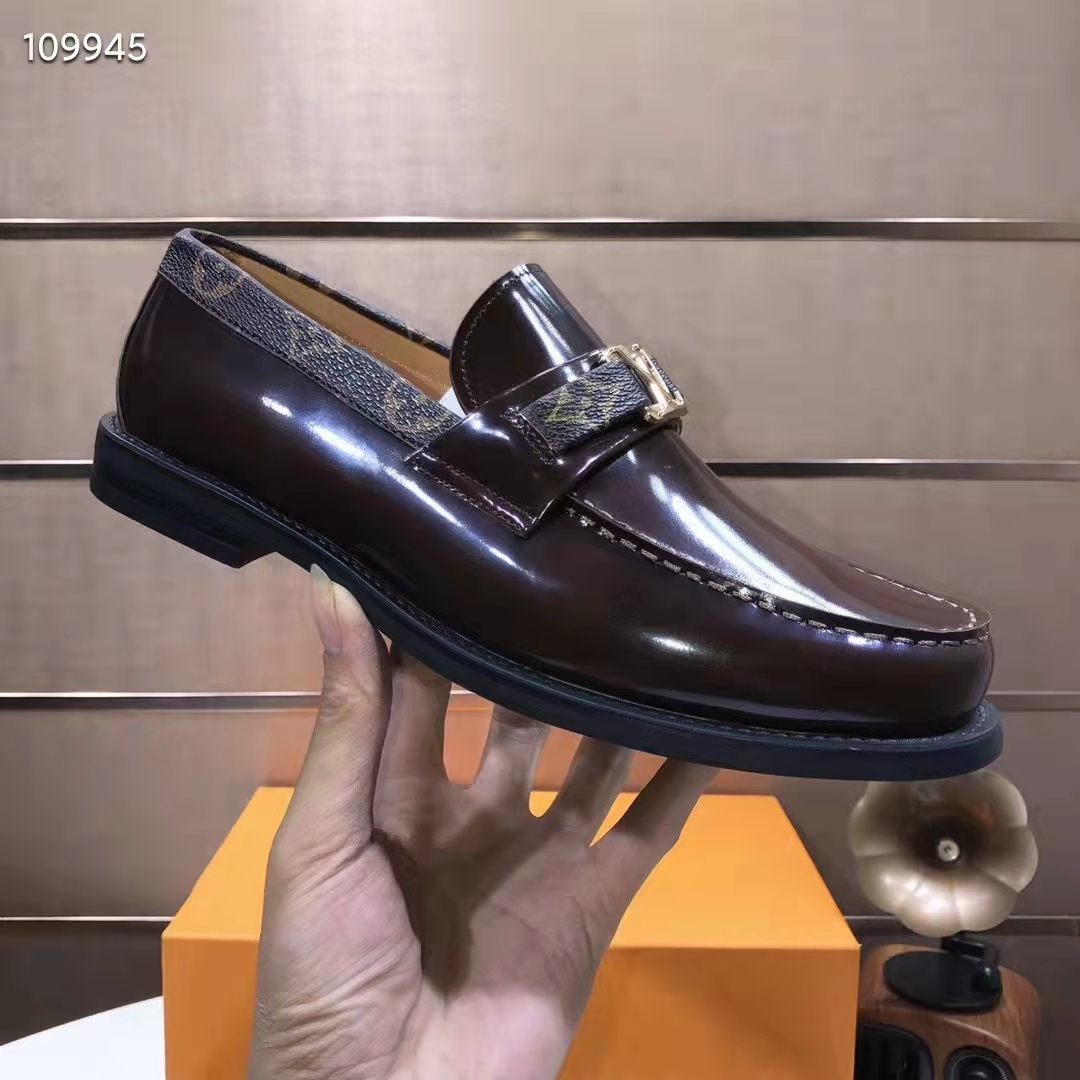 Louis Vuitton LV Men Major Loafer Ebene Glazed Calf Monogram Canvas