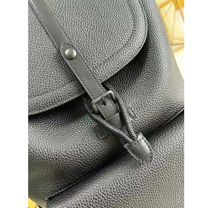 Louis Vuitton LV Unisex Christopher Slim Backpack Black Taurillon Cowhide Leather