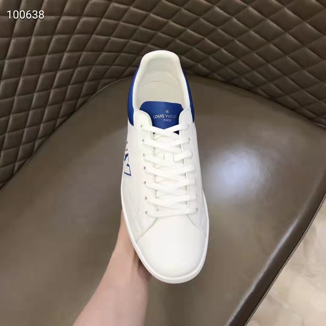 Louis Vuitton LV Unisex Luxembourg Sneaker Blue Perforated Calf Leather Rubber