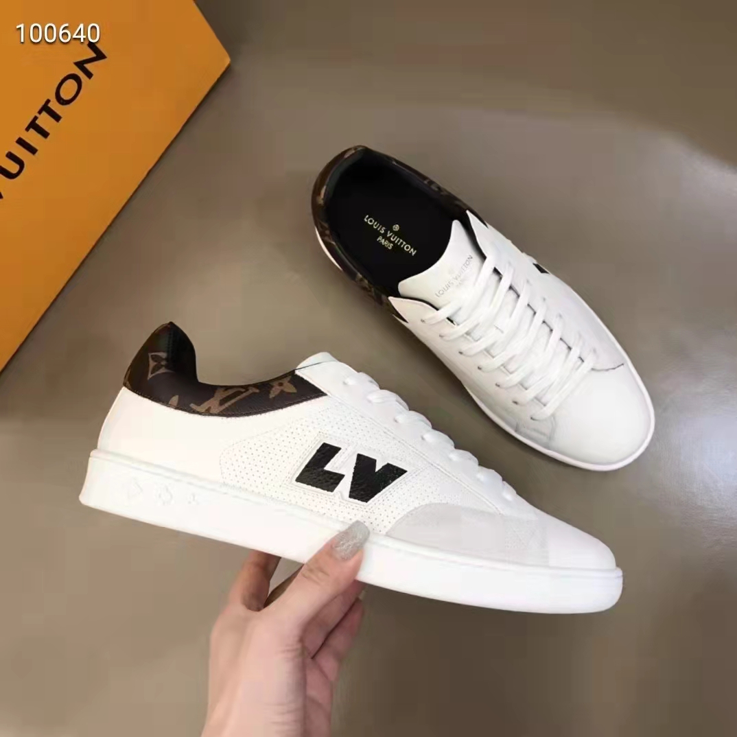 Louis Vuitton LV Unisex Luxembourg Sneaker White Perforated Calf Suede Leather