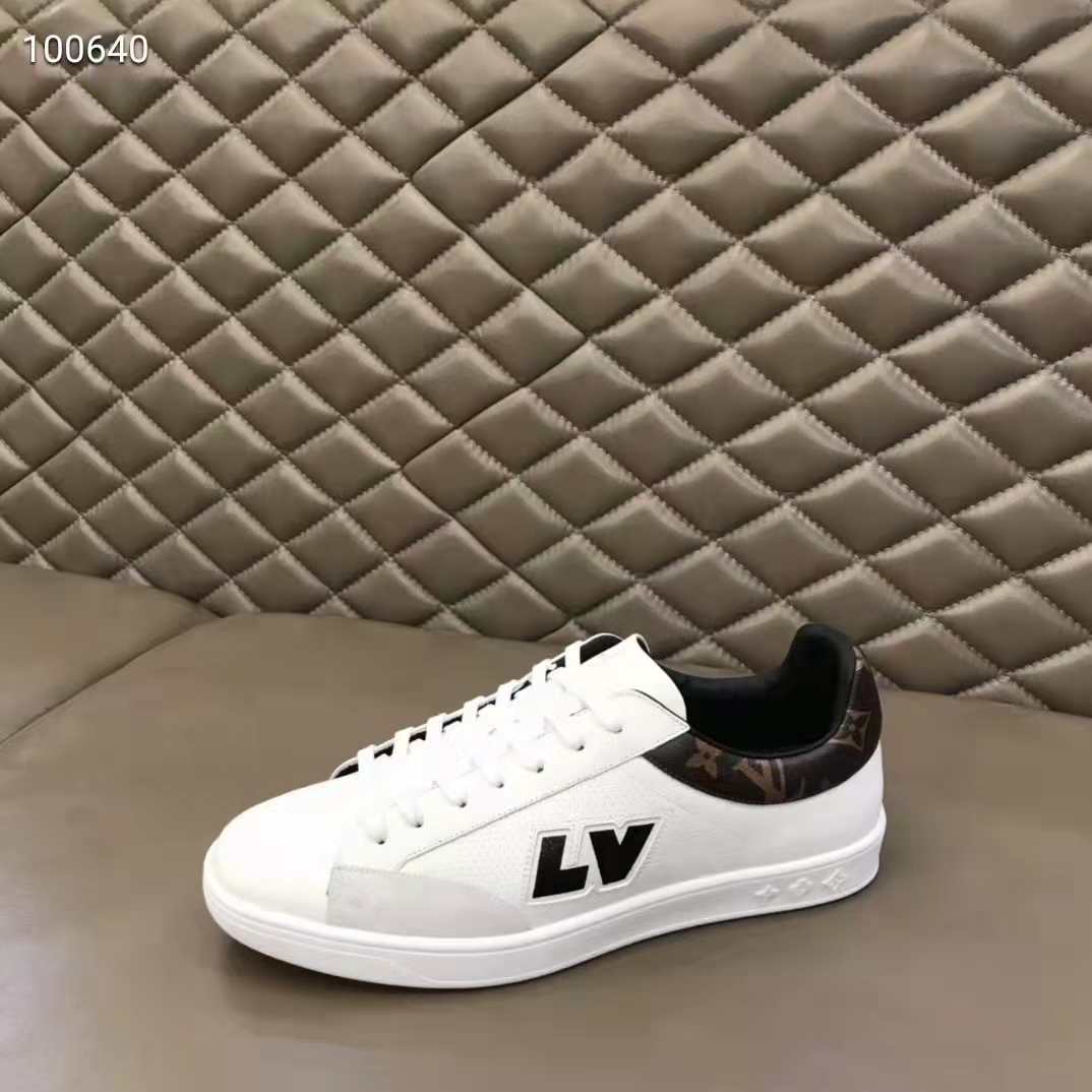 Louis Vuitton LV Unisex Luxembourg Sneaker White Perforated Calf Suede Leather