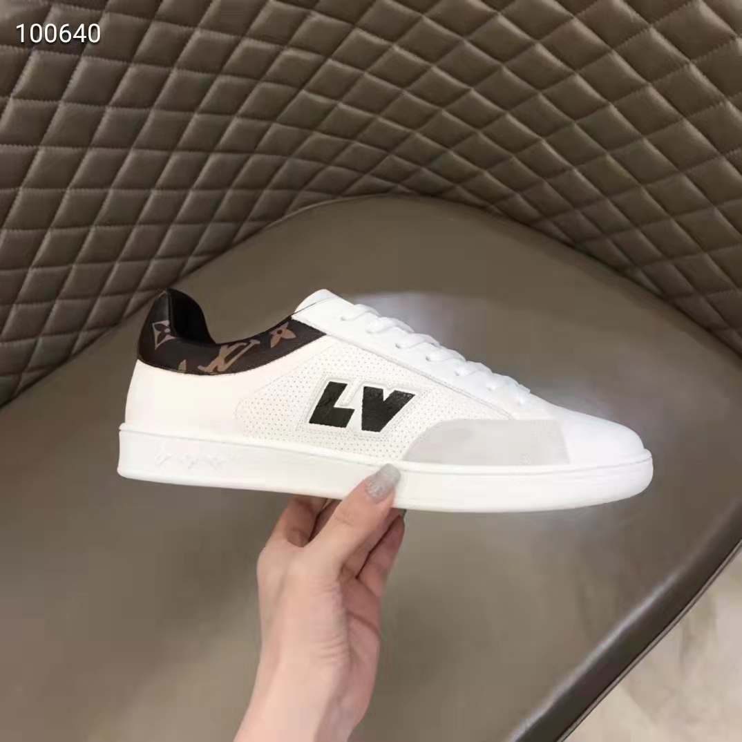 Louis Vuitton LV Unisex Luxembourg Sneaker White Perforated Calf Suede Leather