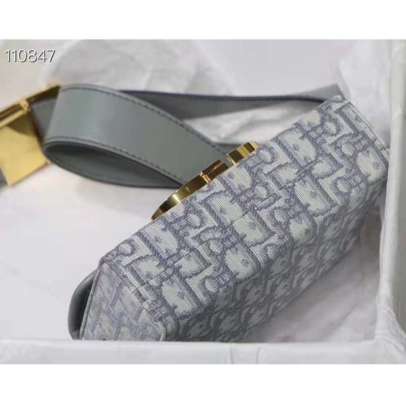Dior Women 30 Montaigne Box Bag Gray Dior Oblique Jacquard