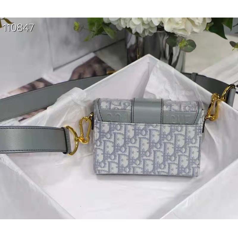Dior Women 30 Montaigne Box Bag Gray Dior Oblique Jacquard