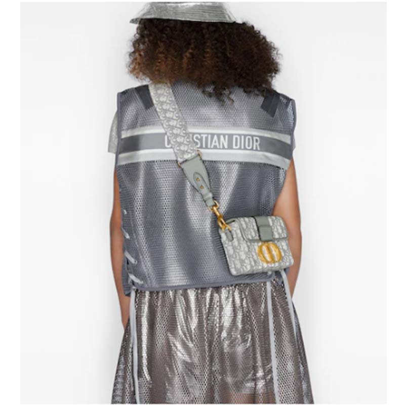 Dior Women 30 Montaigne Box Bag Gray Dior Oblique Jacquard