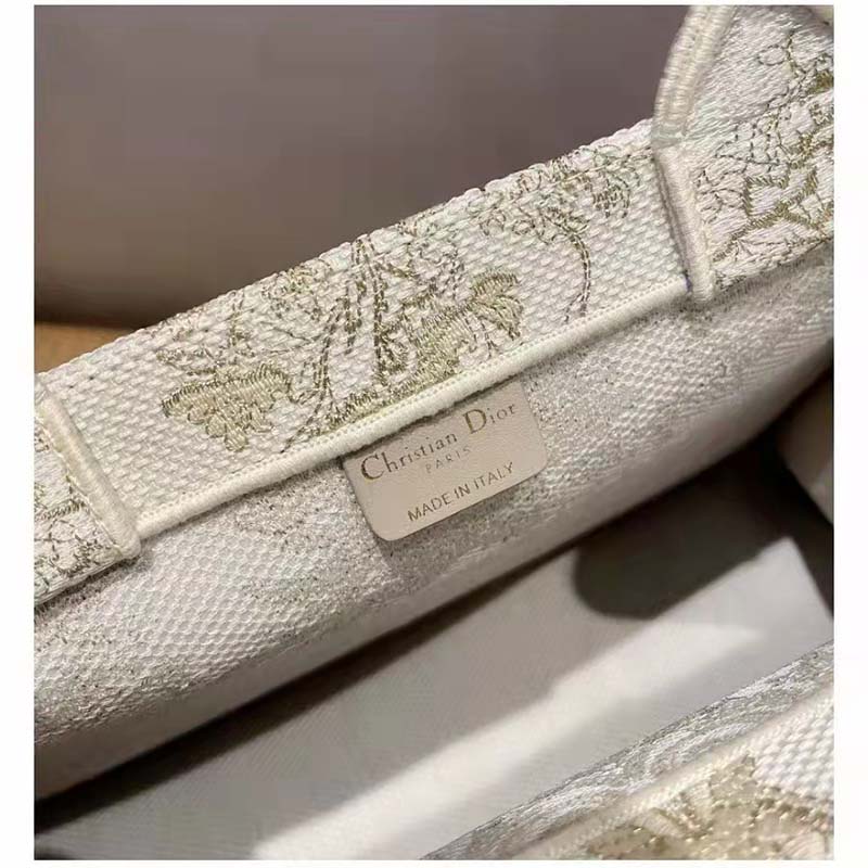 Dior Women Dior Book Tote Gold-Tone Around the World Stella Embroidery