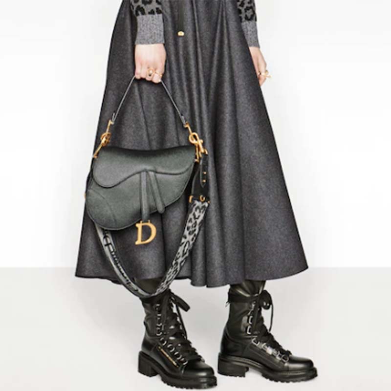 Dior Women Saddle Bag Warm Taupe Grained Calfskin