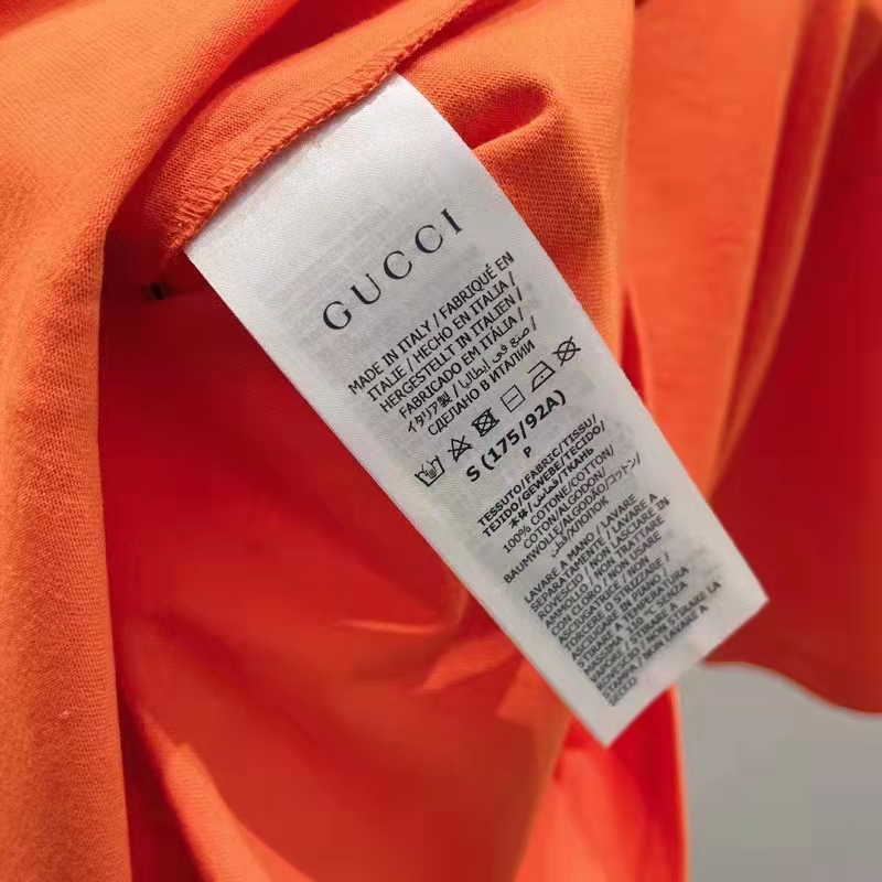 Gucci GG Men Gucci Tiger Cotton T-Shirt Orange Jersey Crewneck