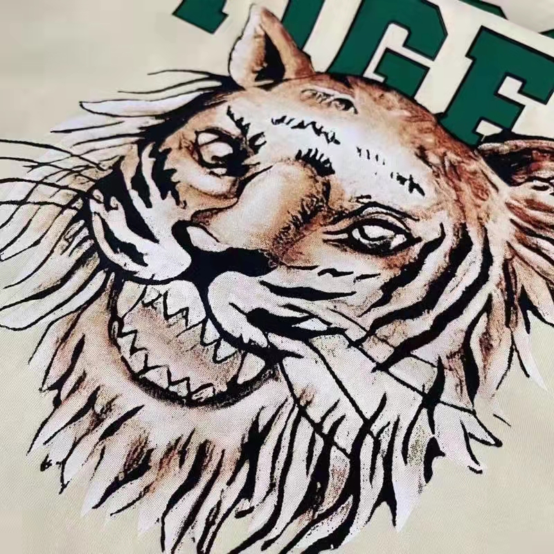Gucci GG Men Gucci Tiger Cotton T-Shirt White Cotton Jersey Crewneck