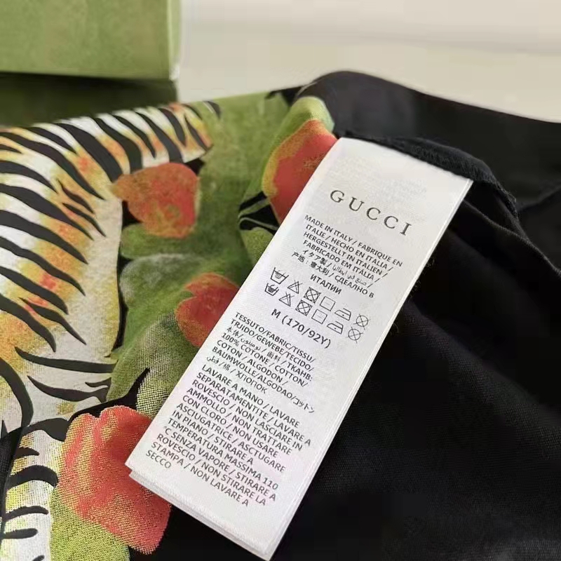 Gucci GG Women Gucci Tiger Flower T-shirt Black Cotton Jersey Crewneck Oversize Fit
