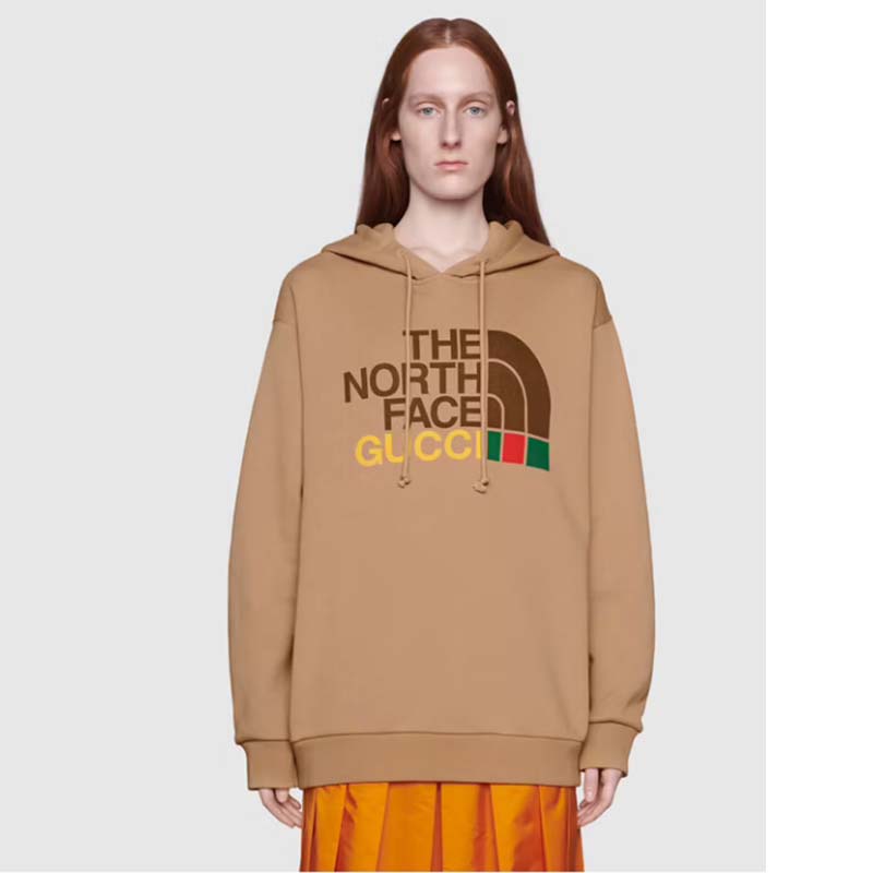 Gucci GG Women The North Face x Gucci Sweatshirt Brown Cotton Jersey Crewneck Oversized Fit