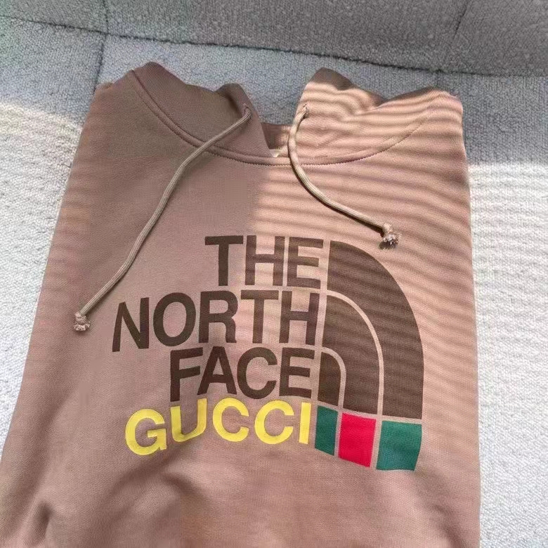 Gucci GG Men The North Face x Gucci Sweatshirt Brown Cotton Jersey Crewneck Oversized Fit
