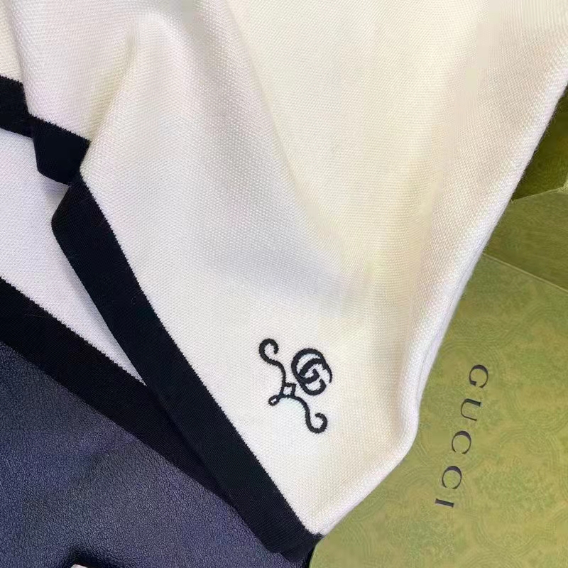 Gucci GG Women Wool GG Piquet Jacquard Polo Shirt Interlocking G Embroidery