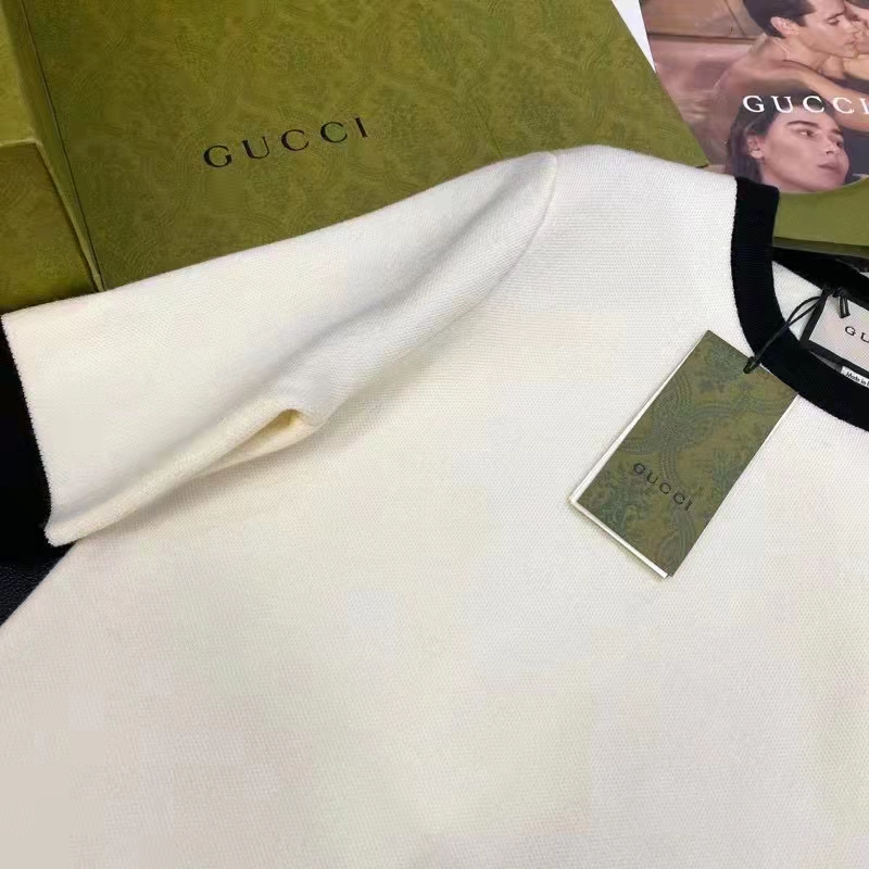 Gucci GG Women Wool GG Piquet Jacquard Polo Shirt Interlocking G Embroidery