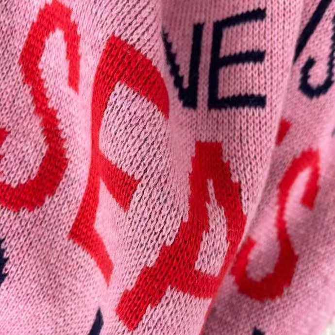 Gucci Men Gucci 100 Wool Sweater Pink Red Knit Wool Crew Neck