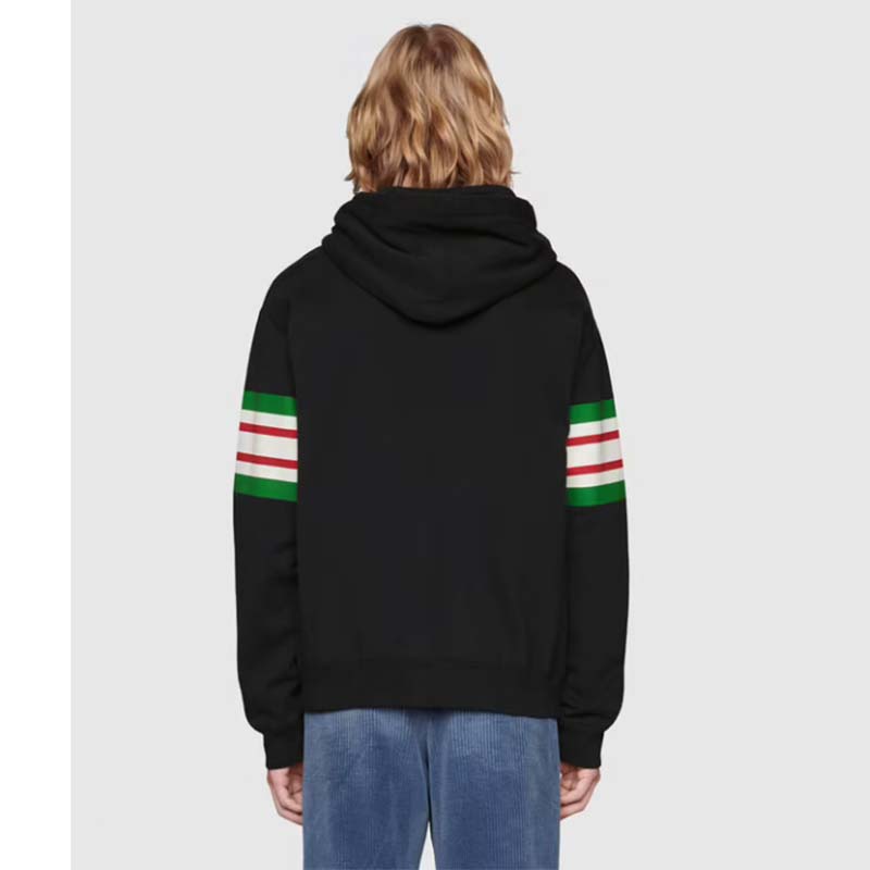 Gucci Men Interlocking G Print Sweatshirt Washed Black Light Felted Cotton Jersey