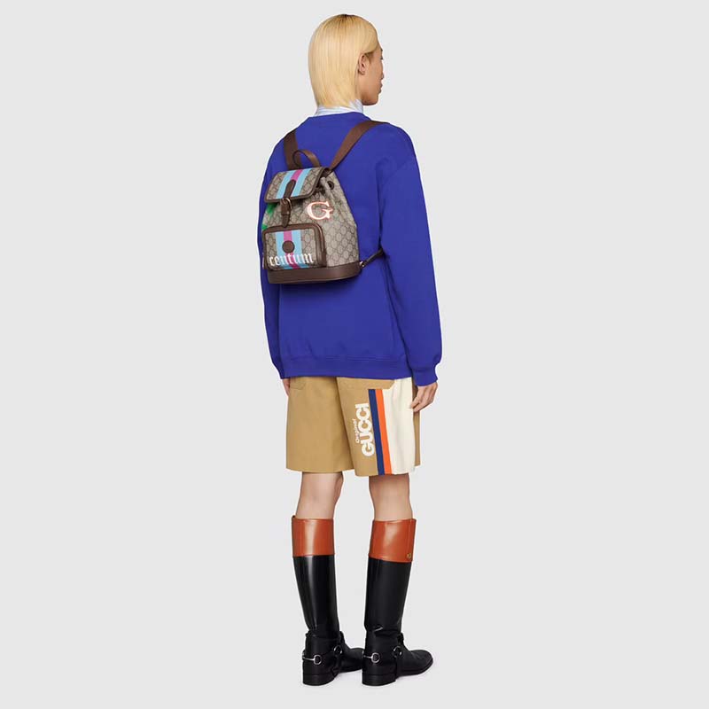 Gucci Unisex Backpack with Interlocking G Beige Centum Stars G GG Supreme Canvas