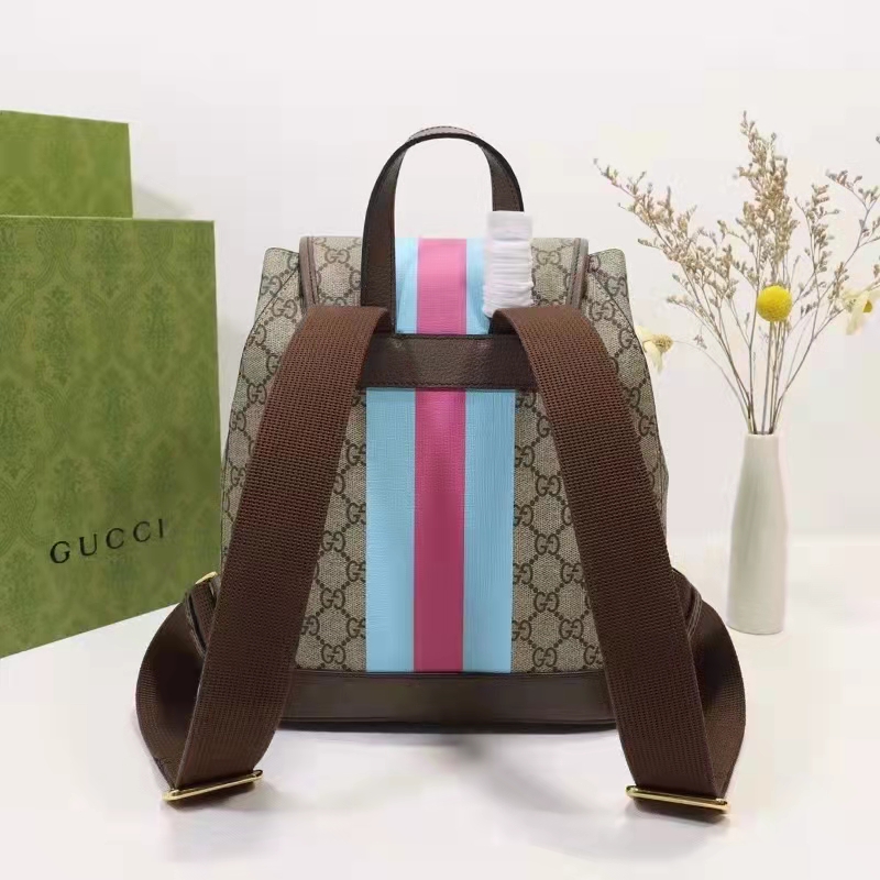 Gucci Unisex Backpack with Interlocking G Beige Centum Stars G GG Supreme Canvas