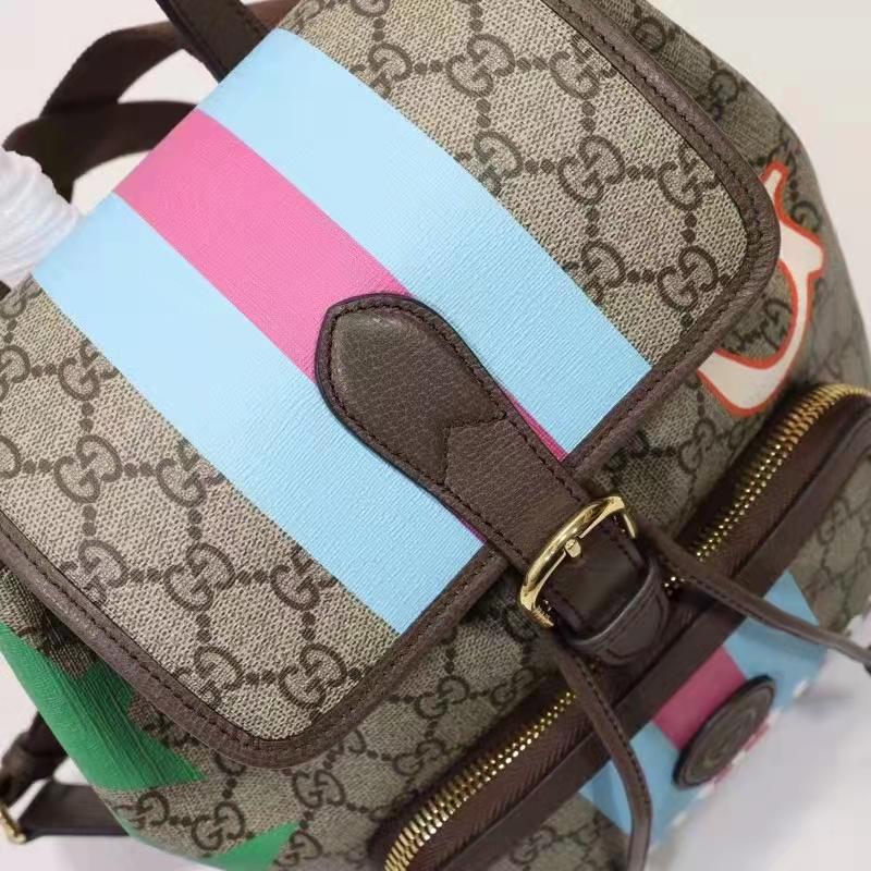 Gucci Unisex Backpack with Interlocking G Beige Centum Stars G GG Supreme Canvas