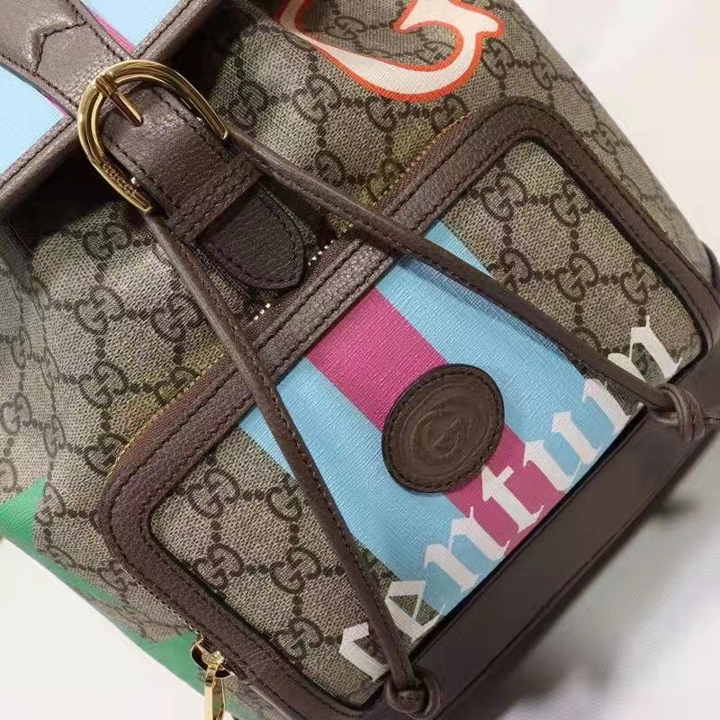 Gucci Unisex Backpack with Interlocking G Beige Centum Stars G GG Supreme Canvas