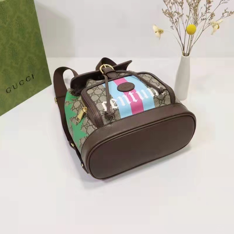 Gucci Unisex Backpack with Interlocking G Beige Centum Stars G GG Supreme Canvas