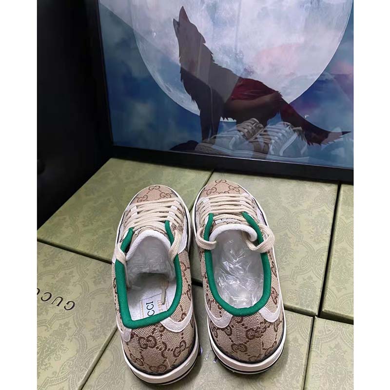 Gucci Unisex GG Gucci Tennis 1977 Sneaker Beige Ebony Original Canvas